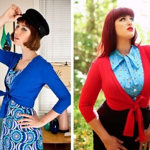 Sold out set of "Sweet" sweaters (wrap, tie top)